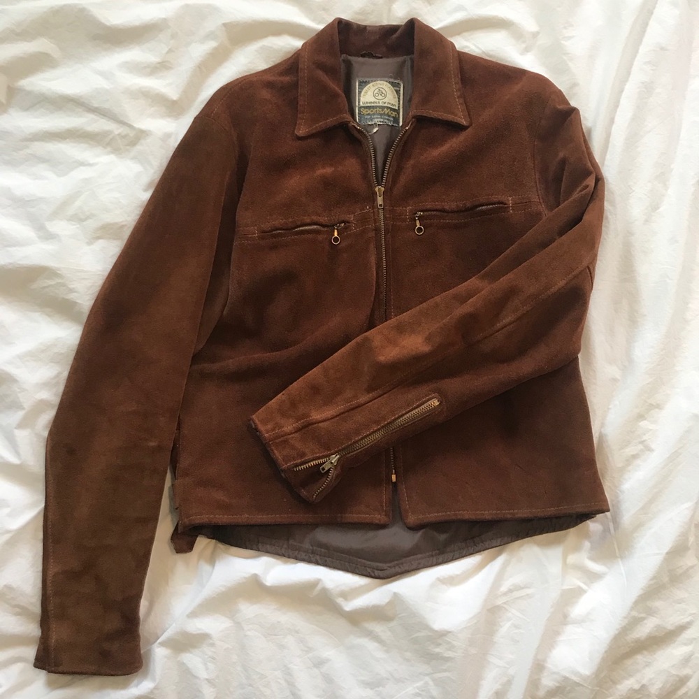 Vintage Suede Biker Jacket w/ Satin Lining